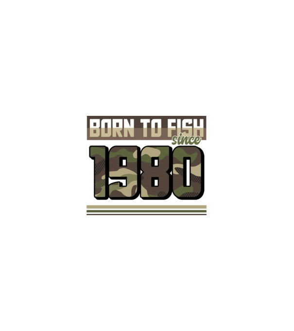 Born to fish since 1980 model nisipiu pe tricou