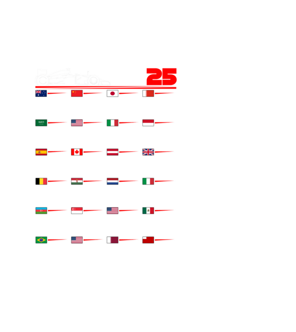 F1 calendar 2025 negru model alb pe tricou