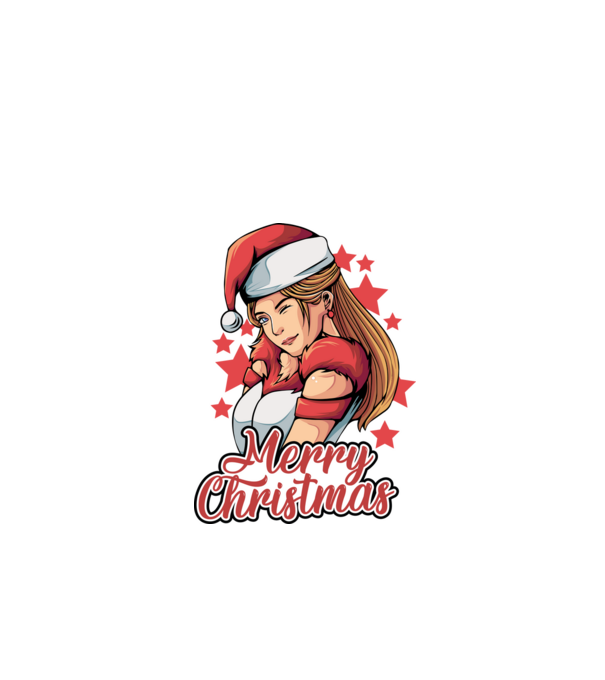 Merry christmas santa girl model negru pe tricou