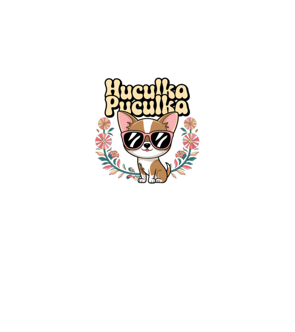 Huculka Puculka câine 1 model alb pe tricou