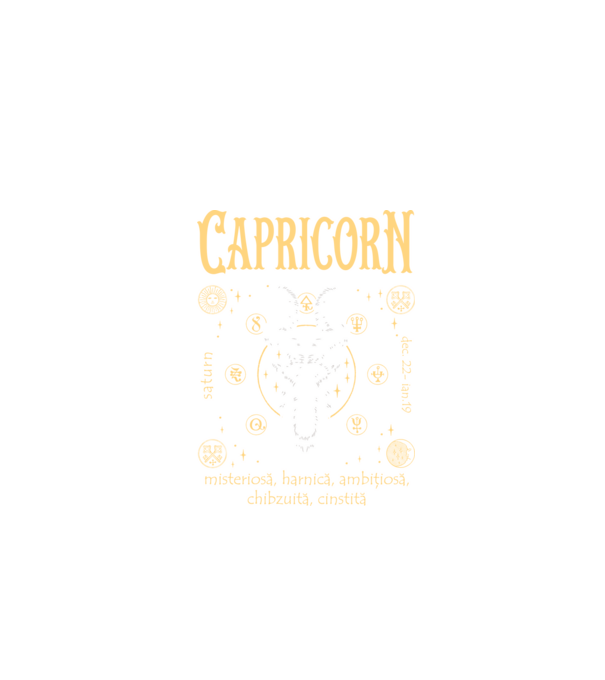 Zodiac femeie CAPRICORN golden model negru pe tricou
