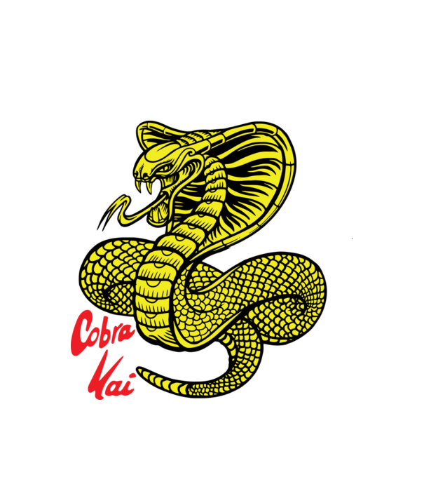 cobra kai logo color model alb pe tricou