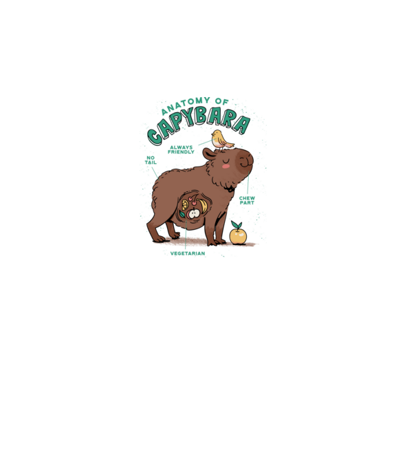 Anatomy of Capybara model alb pe tricou