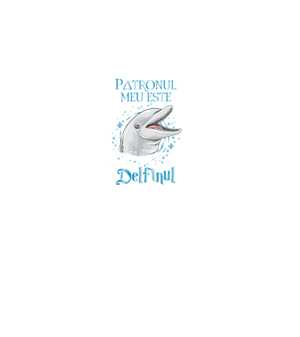 Patronul meu este DELFINUL model negru pe tricou