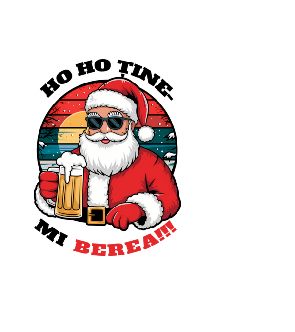Ho ho ține mi berea! alb model albastru deschis pe tricou
