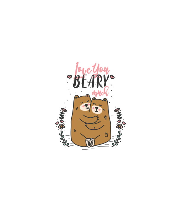 LoveU BEARY much model alb pe tricou