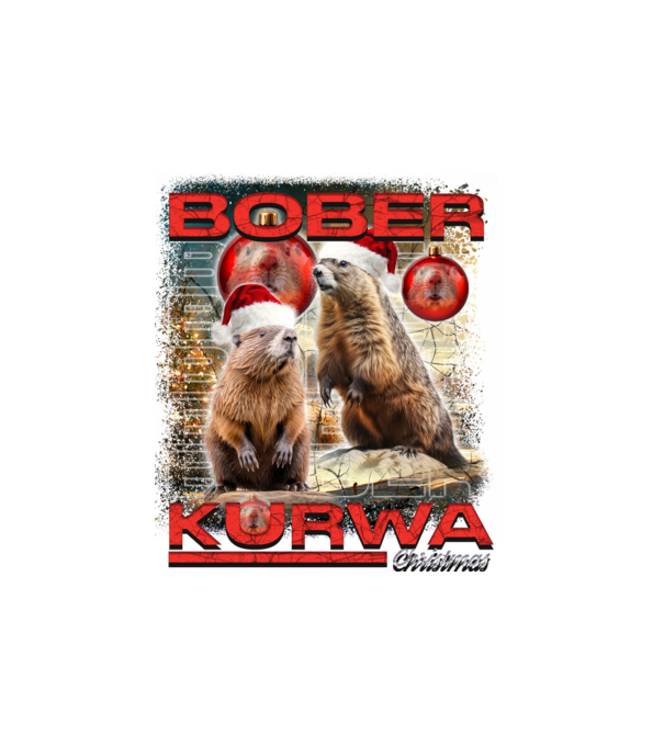 Bober kurwa christmas universe model alb pe tricou