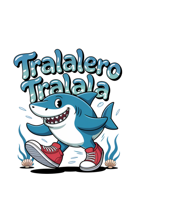 Tralalero Tralala drăguț model negru pe tricou
