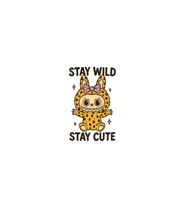 Stay wild - Labubu model alb pe tricou