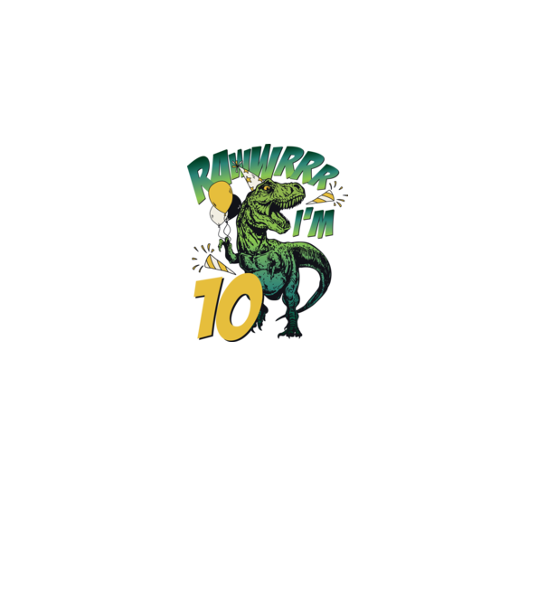 'Birthday Dinosaur rawww i''m 10' model alb pe tricou
