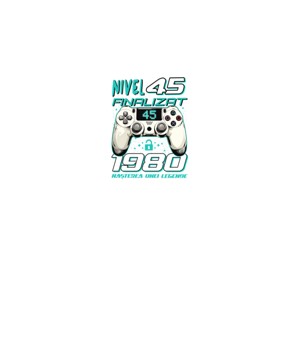 Nivel finalizat 45 1980 model negru pe tricou