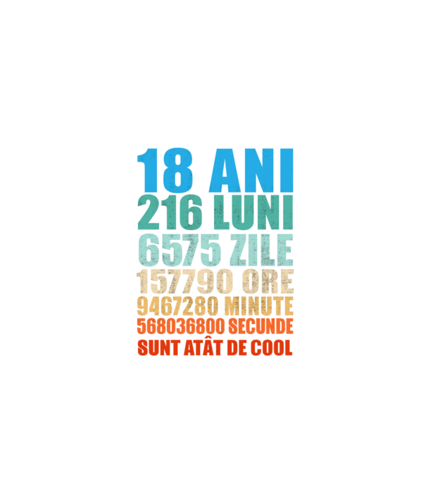 De 18 ani - luni - zile - ore - minute - secunde - sunt atât de cool model negru pe tricou