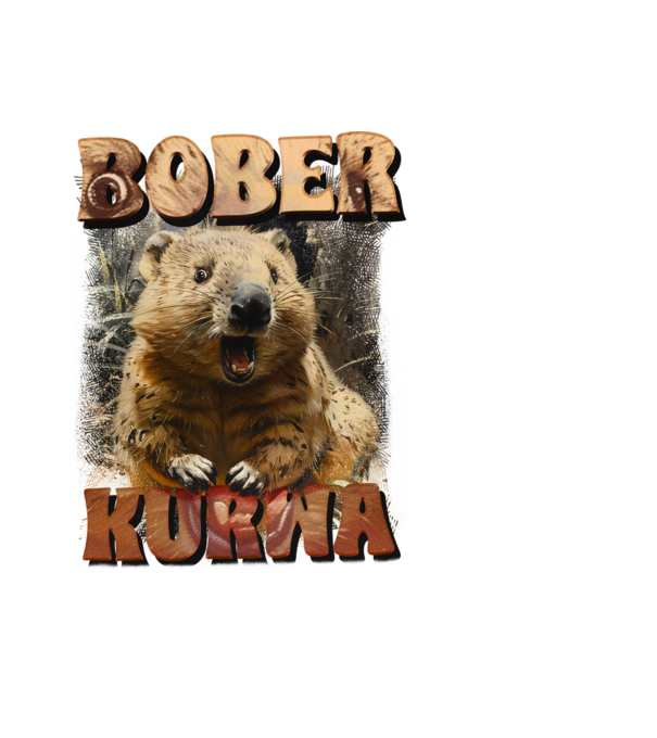 BOBER wombat model negru pe tricou