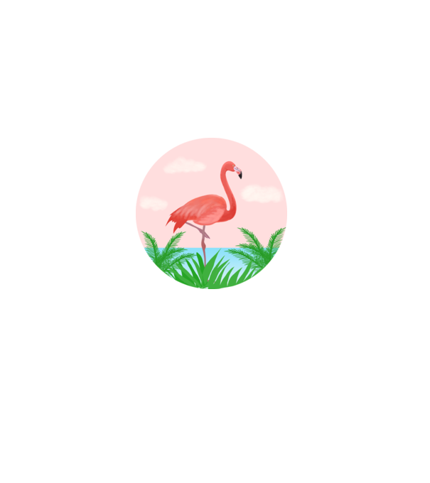 Flamingo model alb pe tricou