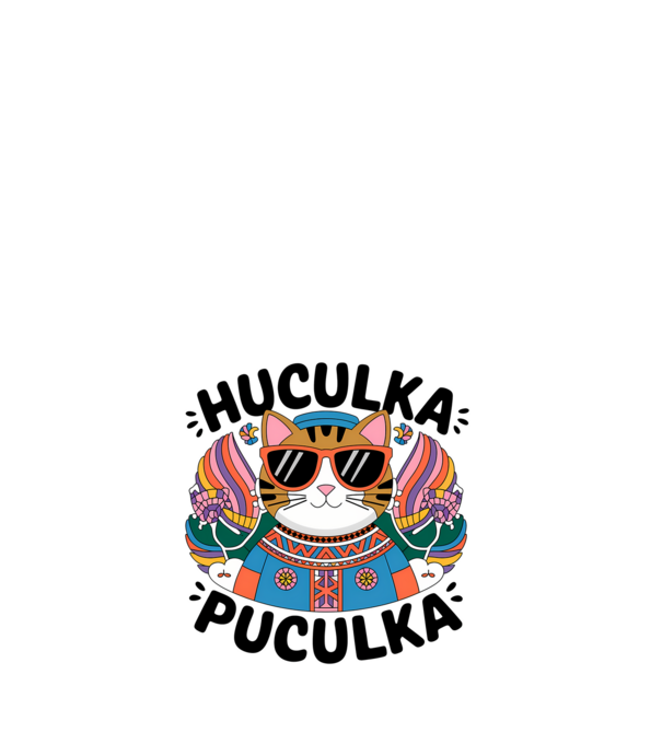 Huculka Puculka pisică 3 model alb pe tricou