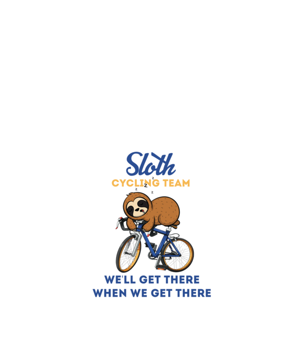 Sloth cycling team model alb pe tricou