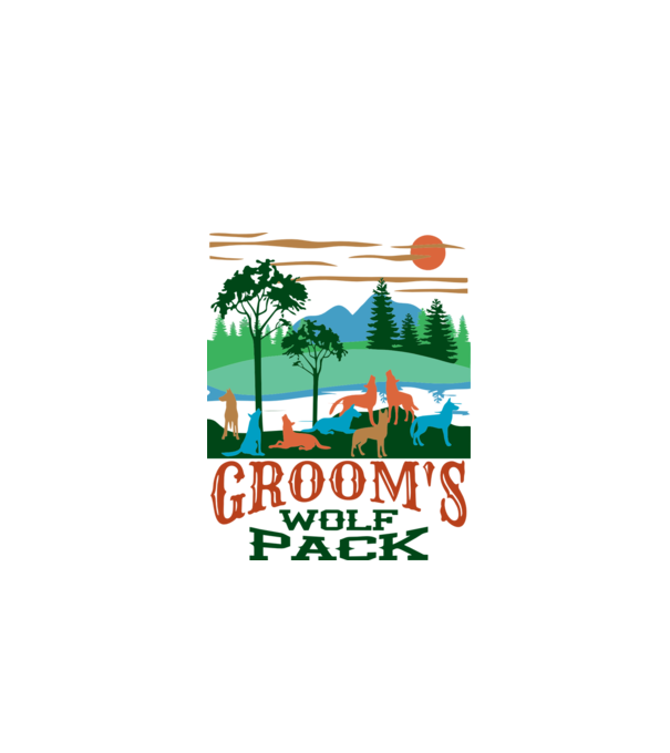 Grooms wolf pack model alb pe tricou