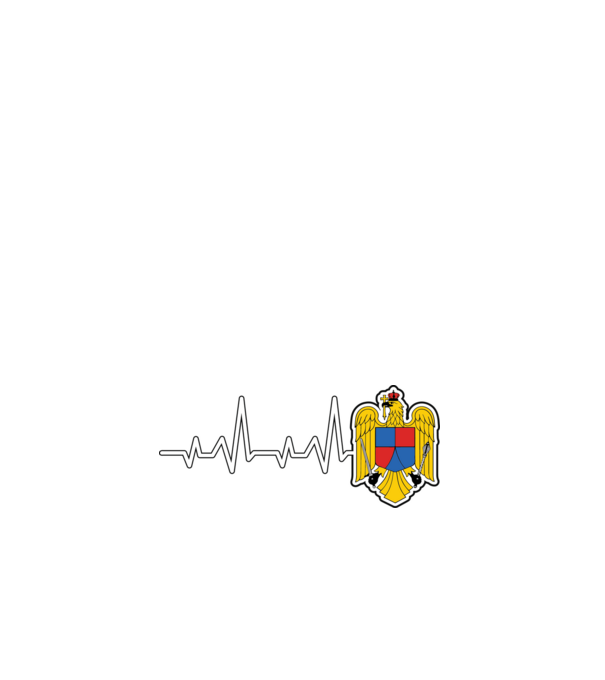 ROMANIA heartbeat model alb pe tricou