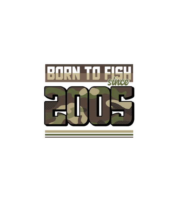 Born to fish since 2005 model negru pe tricou