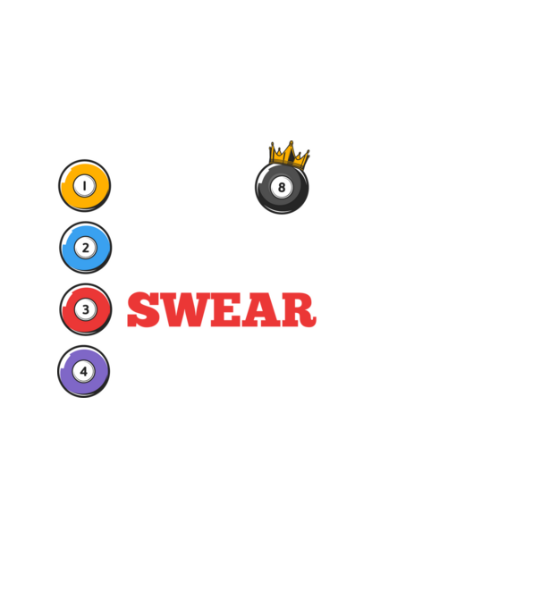 Aim swear shoot repeat - biliard v2 model alb pe tricou