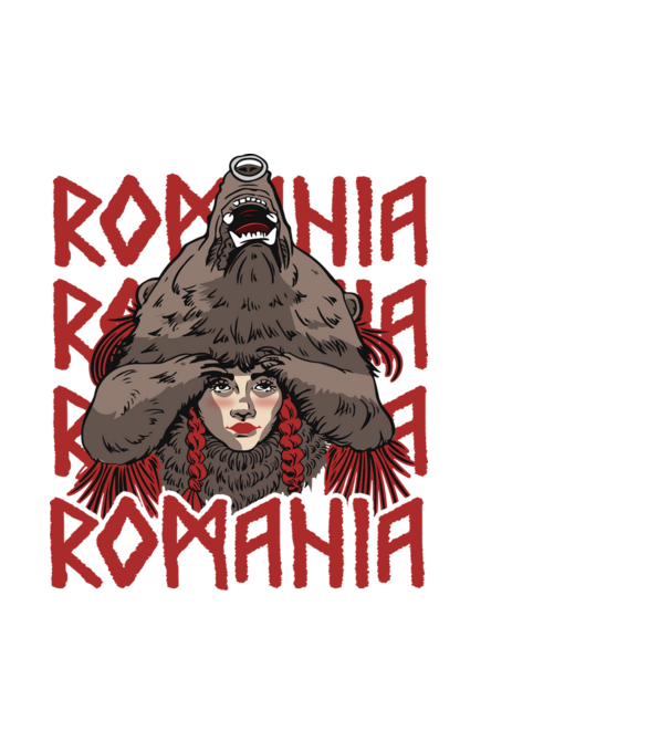 Dansul Ursului romania model alb pe tricou