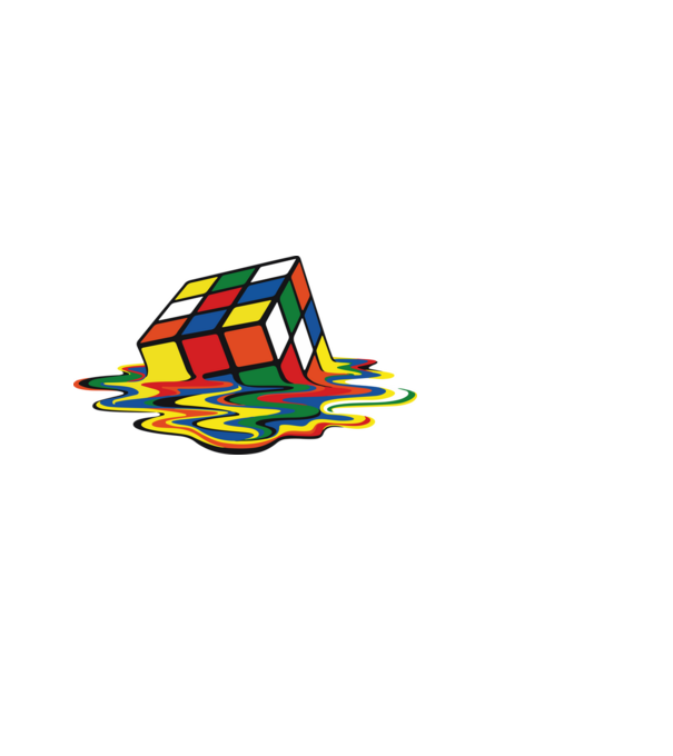 Melting Rubik model negru pe tricou