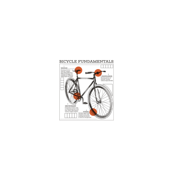 Bicycle fundamentals model alb/roșu pe tricou