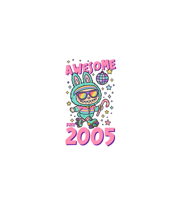 Awesome since 2005 - Labubu model negru pe tricou