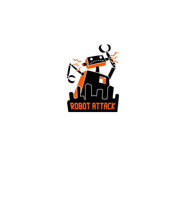 Robot Attack model alb pe tricou