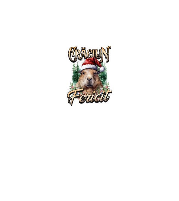 Capybara christmas model negru pe tricou