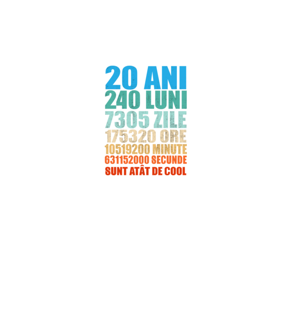 De 20 ani - luni - zile - ore - minute - secunde - sunt atât de cool model turcoaz pe tricou