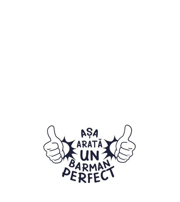 Așa arată un BARMAN perfect model albastru deschis pe tricou