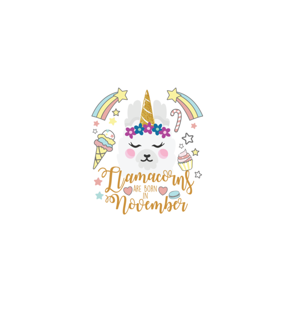 Llamacorns are born in November model alb pe tricou
