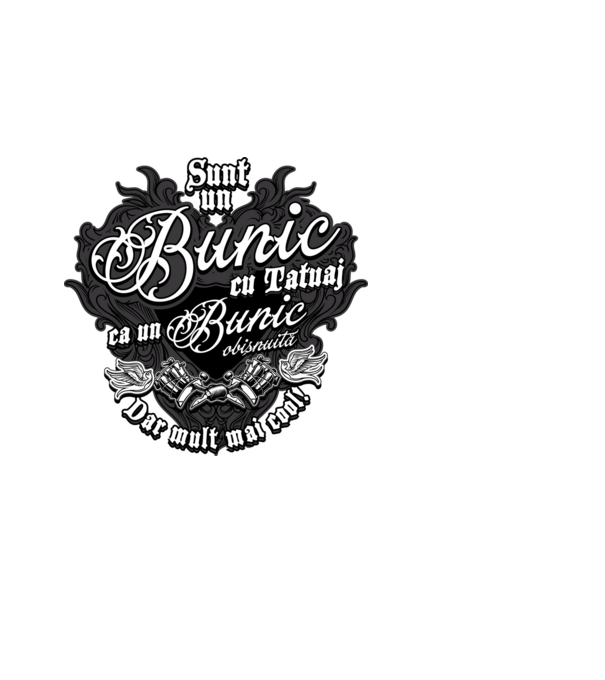 Sunt un bunic cu tatuaj, ca un bunic obișnuit, dar mult mai cool! model alb pe tricou