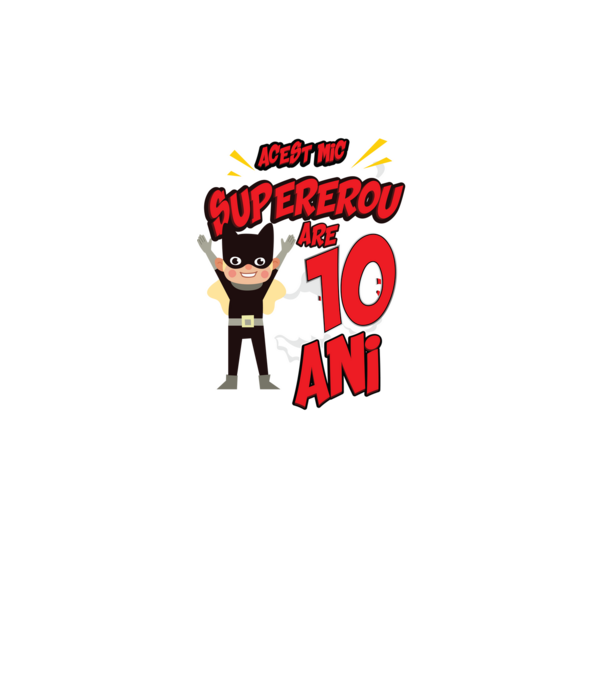 Acest mic supererou are 10 ani model negru pe tricou