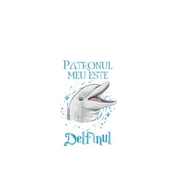 Patronul meu este DELFINUL model negru pe tricou