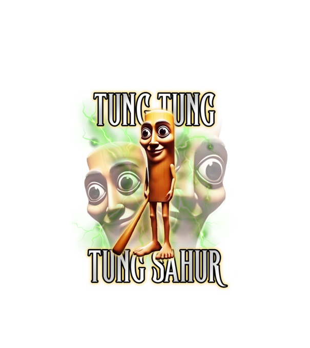 Tung Tung Tung Sahur model alb pe tricou