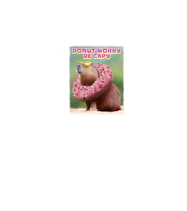 Capybara Donut worry be capy model alb pe tricou
