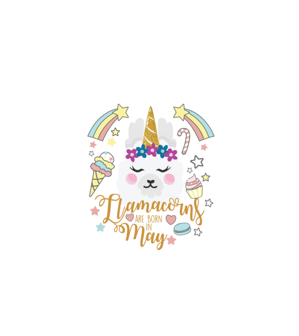 Llamacorns are born in May model alb pe tricou