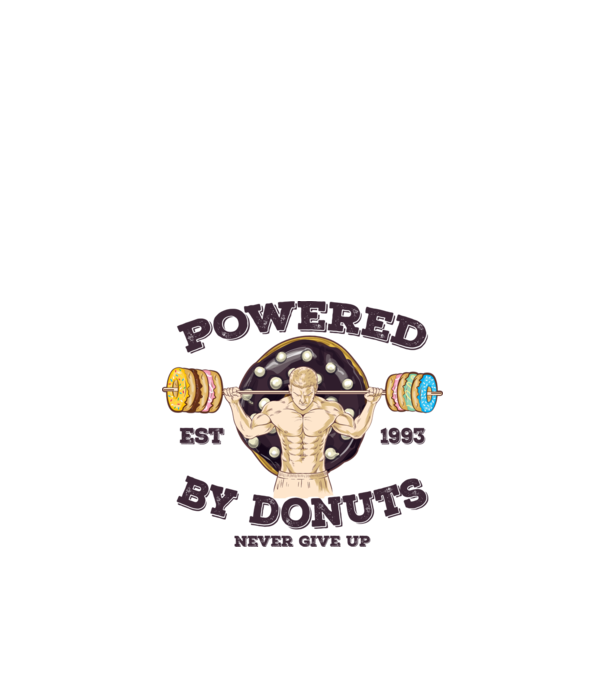 Powered by donuts model alb pe tricou