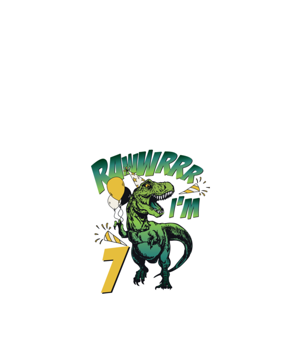 'Birthday Dinosaur rawww i''m 7' model alb pe tricou