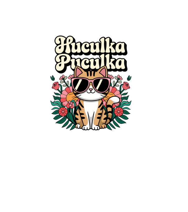 Huculka Puculka pisică 3 model alb pe tricou