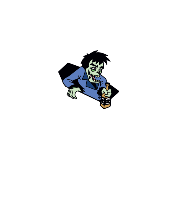 Drunk Zombie model alb pe tricou