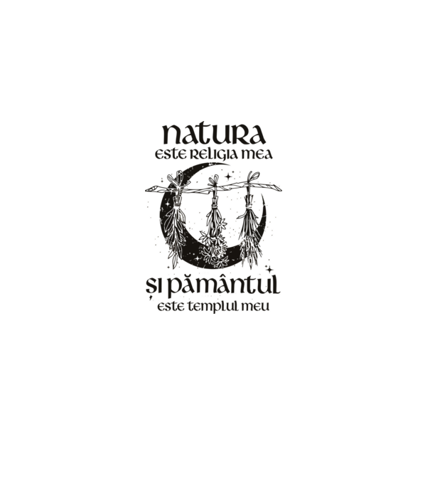 Natura este religia mea model alb pe tricou