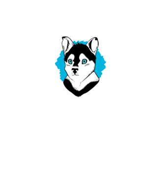 Câine Pomsky model alb pe tricou