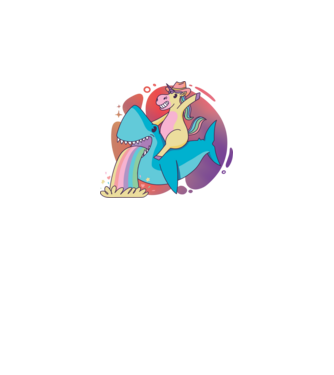 Unicorn pe rechin model negru pe tricou