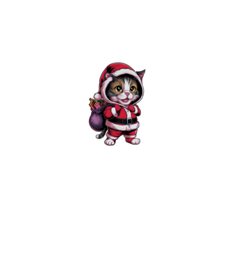 Santa Cat model negru pe tricou
