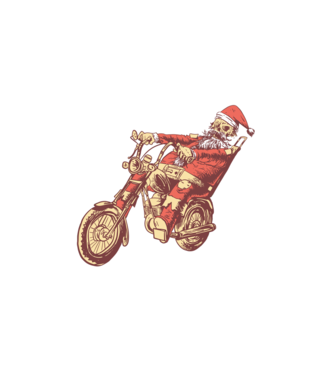 Moș Crăciun Motociclist model alb pe tricou