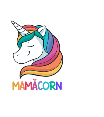 mamăcorn model negru pe tricou