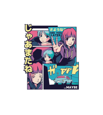 Anime Vaporwave See you Later model alb pe tricou